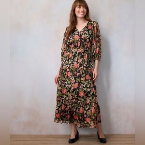 LC Lauren Conrad Black Floral Maxi Dress | Size XXL - NWT